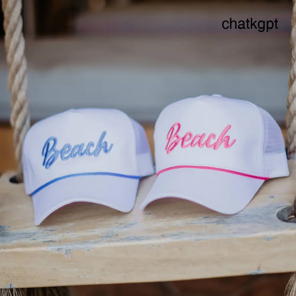 Beach Cursive Trucker Cap with Rope - Hats