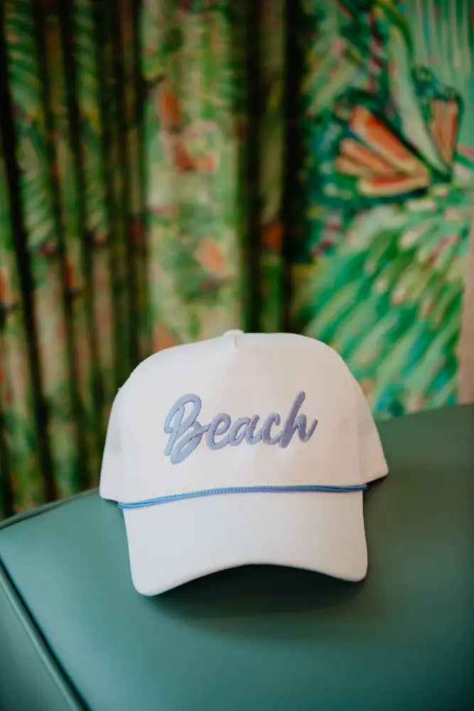 Beach Cursive Trucker Cap with Rope - Hats