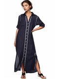 Boyfriend Maxi Dress - Dark Denim / Silver / XS/S - Swimwear