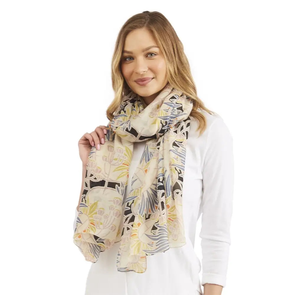 Deco Daisy Print Mauve Scarf - scarves