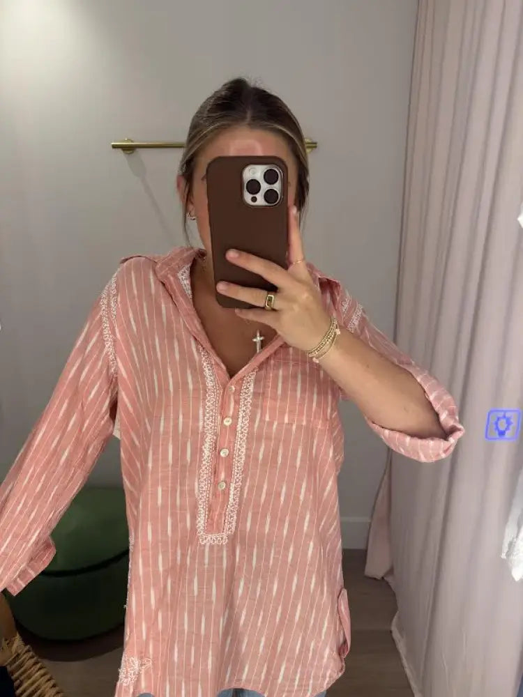 Embroidered Boyfriend Shirt - Swimwear