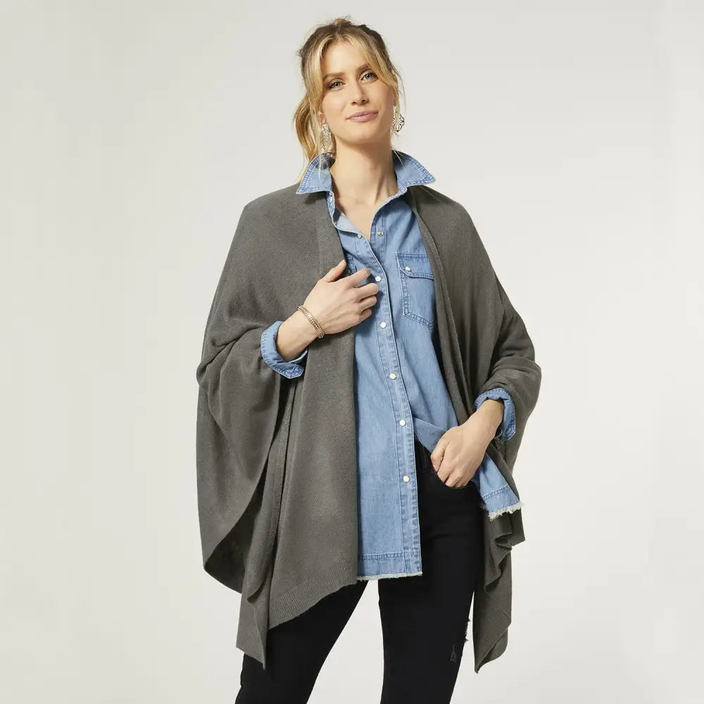 Kiara Lightweight Wrap - Cloudy Grey - scarves