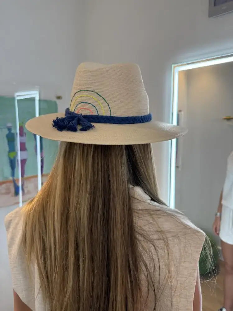 Palm Hats - MexiRope/Rope Evil Eye/Burst in Crown and rainbow on back - Hats