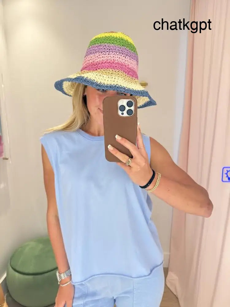 Woven Bucket Hat - Pastel Stripes - Hats