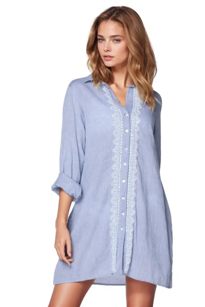 Ziggy Button Down in Chambray - Denim / XS/Small - Swimwear